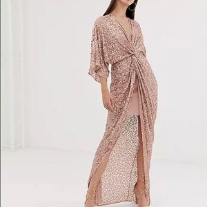 ASOS design sequin knot front kimono dress